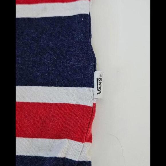 VANS Women's Striped Cropped Tee - Red, Navy & White Size Medium - Picture 4 of 7